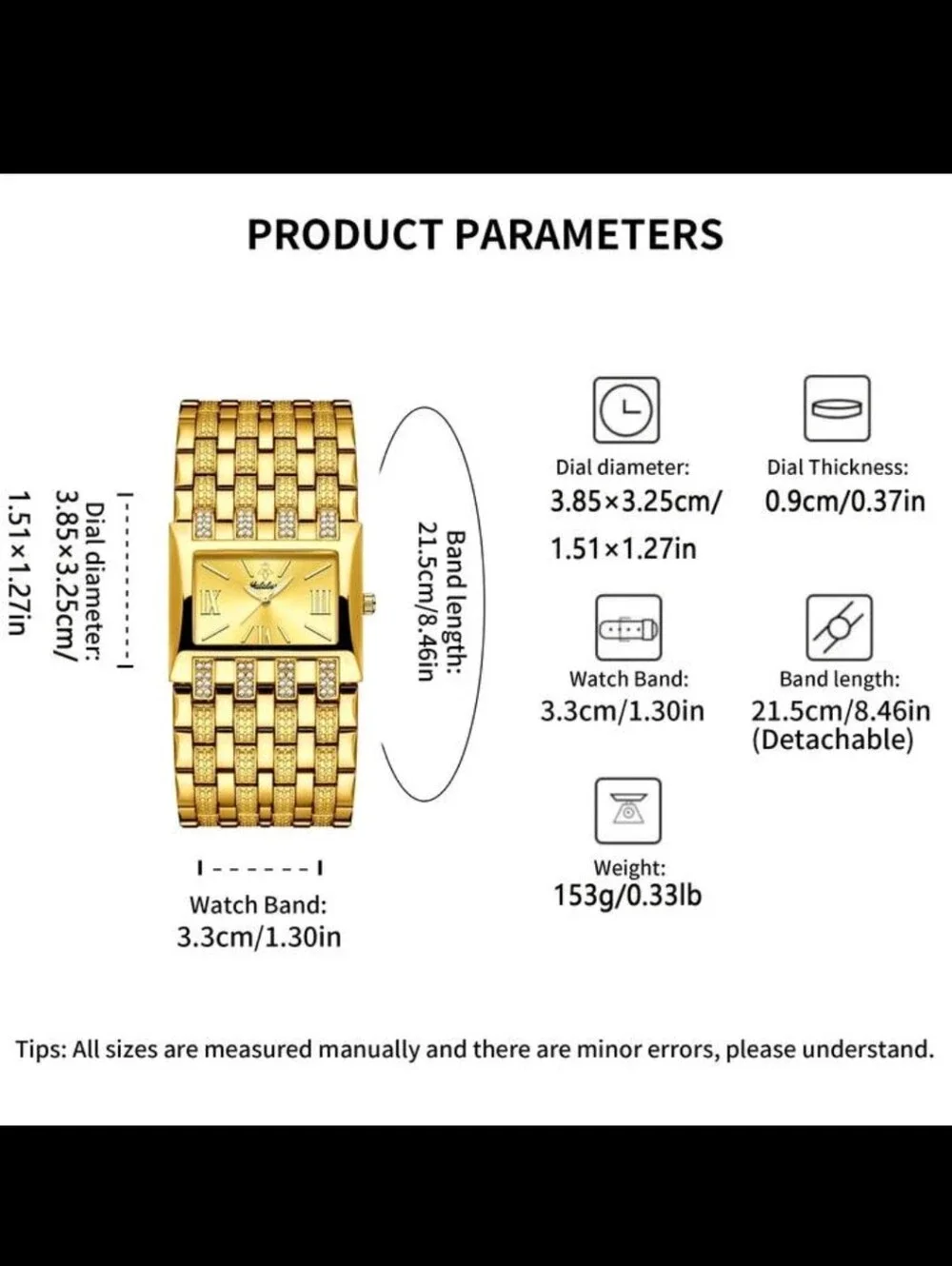 Women's Rectangular Bracelet Watch with Crystal Accents